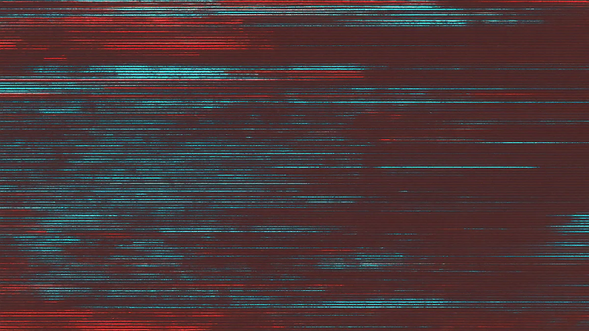 Des lignes de balayage verticales sur fond sombre, la seule marque visuelle du site.
